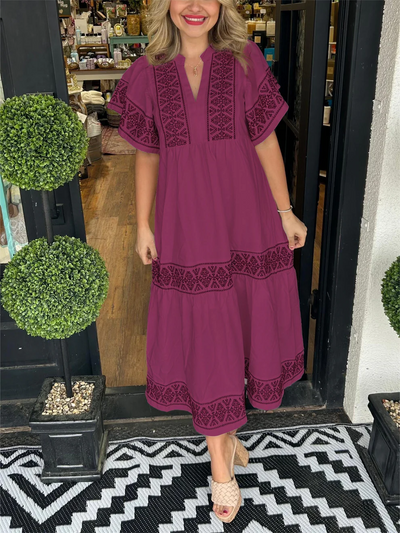 Lena | Flydende boho kjole med V-hals