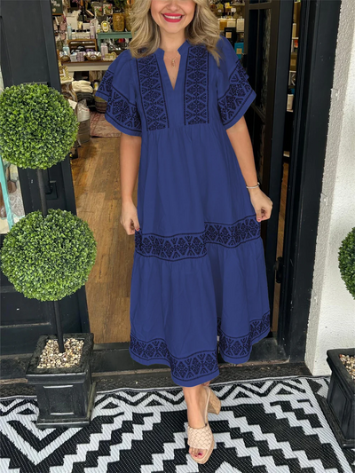 Lena | Flydende boho kjole med V-hals