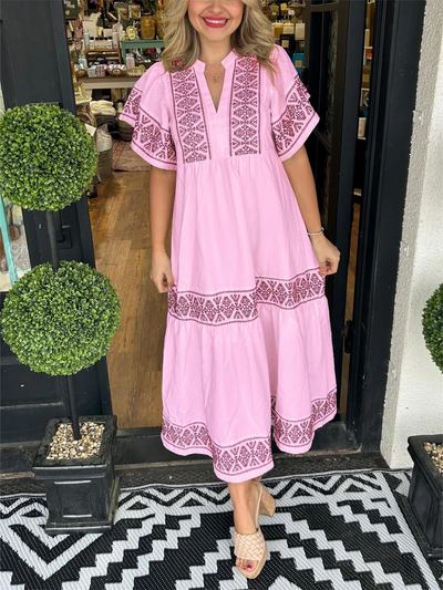 Lena | Flydende boho kjole med V-hals