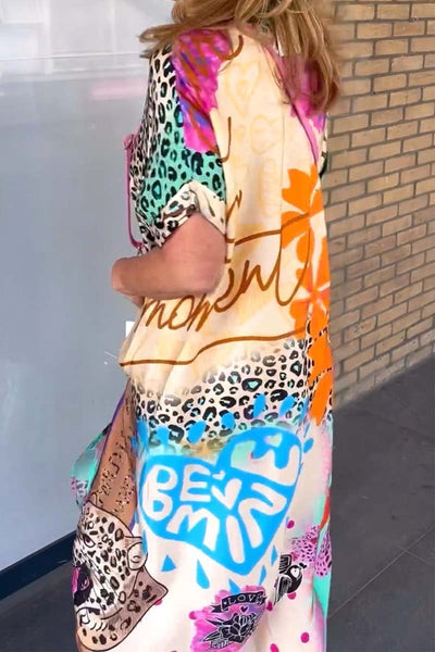 Lena | Leopardprint-kjole med spids halsudskæring